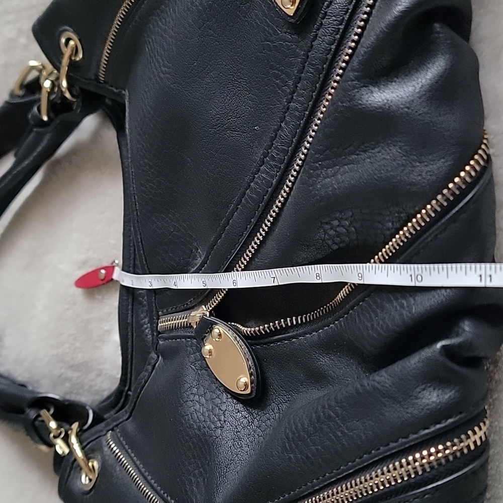 Just Fab Three Compartment Large Black Leather Zipper Purse - Picture 9 of 9